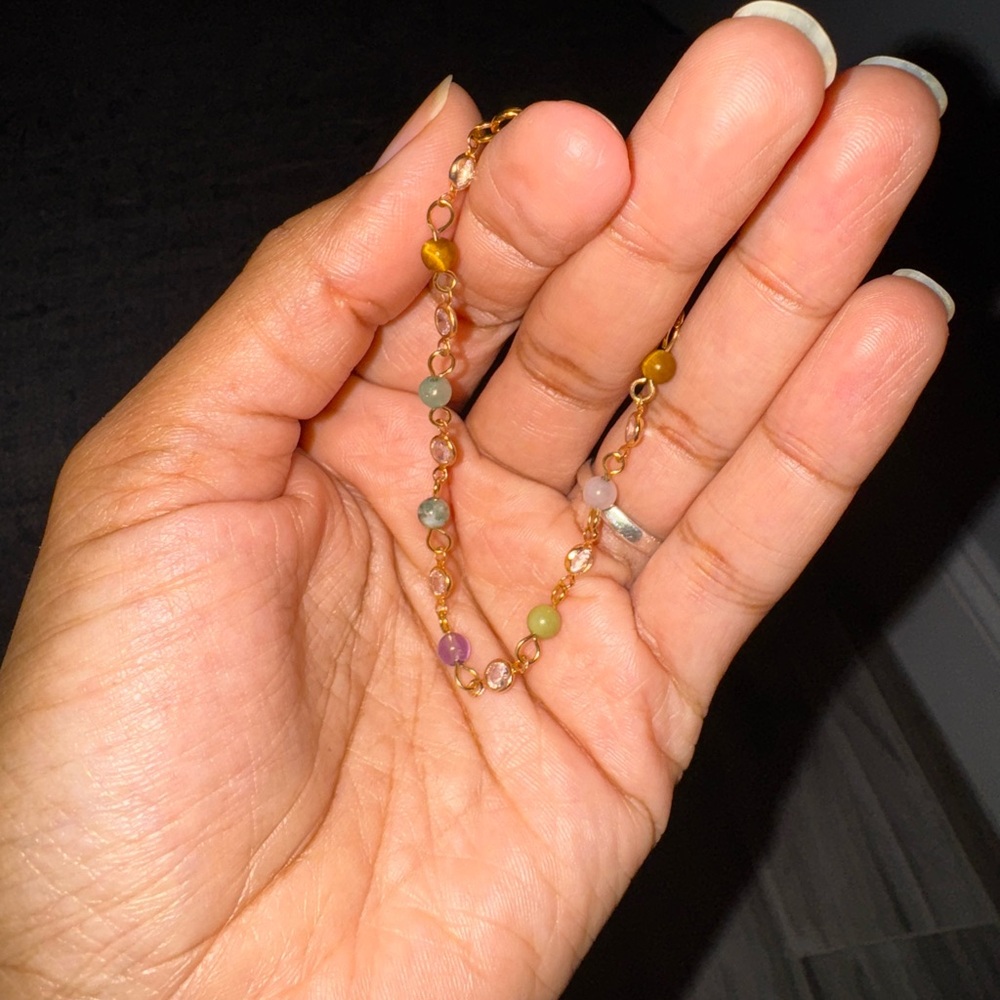 Handcrafted Natural stone Gold Plated Bracelet - Picture 3 of 4